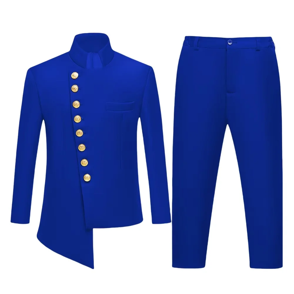 Chic Royal Blue Boy's Formal Suit Set 24h Ship Stylish Kids Jacket Pants Outfit For Wedding Graduation Recital Ceremony