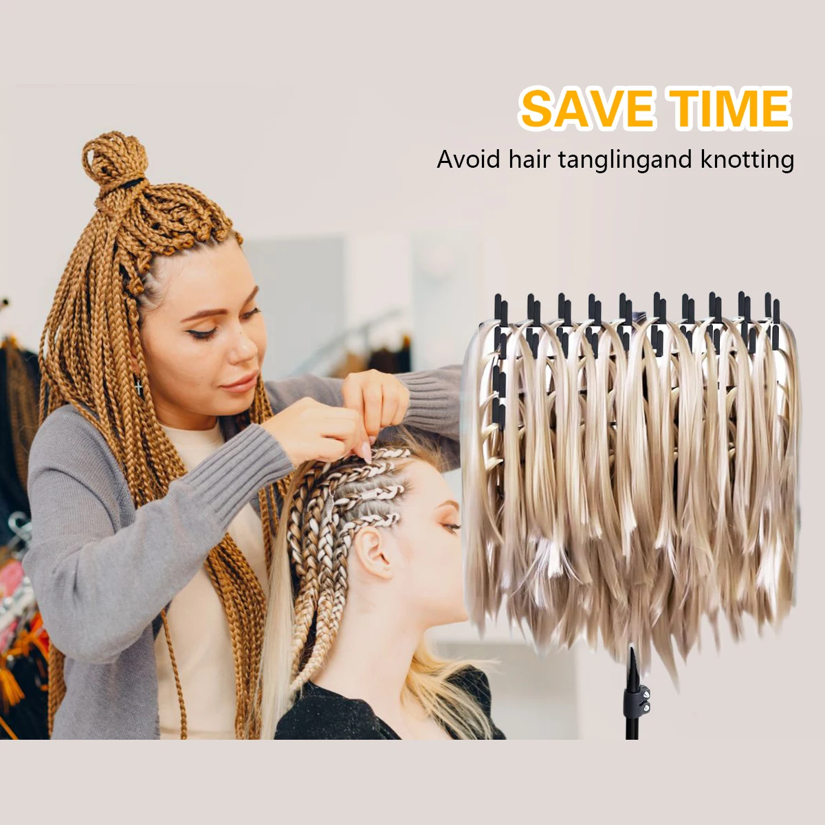 144 Pegs Hair Braiding Rack 2 Sided Hair Racks for Braiders Standing Height Adjustable Braid Rack  Holder Stylists Braiders Tool