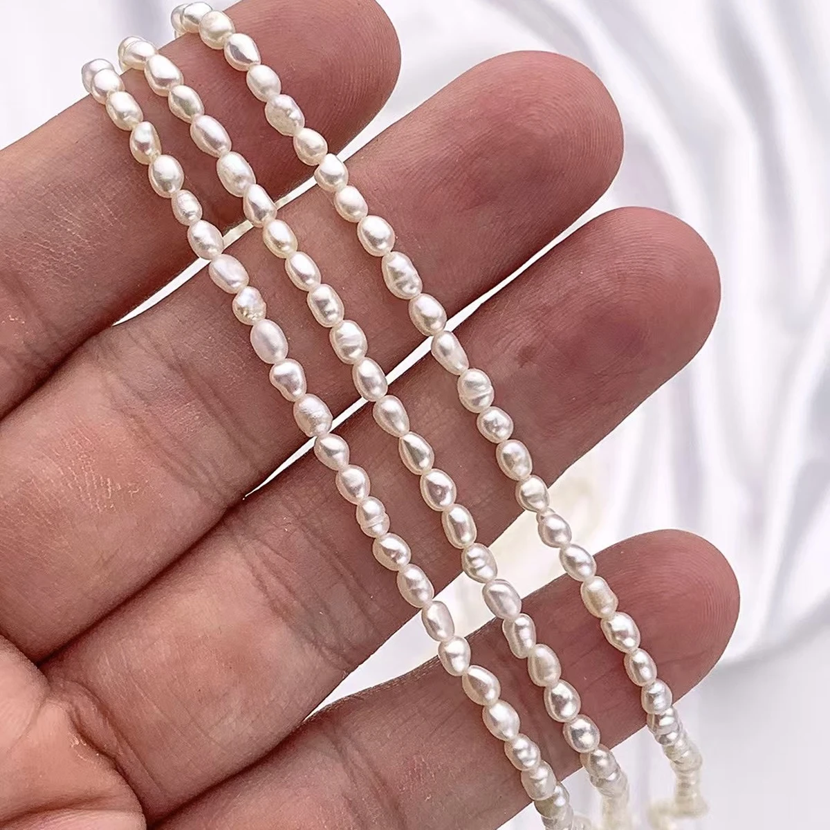 

3-3.5mm High Quality Natural Freshwater Pearls Delicate Rice Shaped Beads for Jewelry Making DIY Necklace Bracelet Accessories