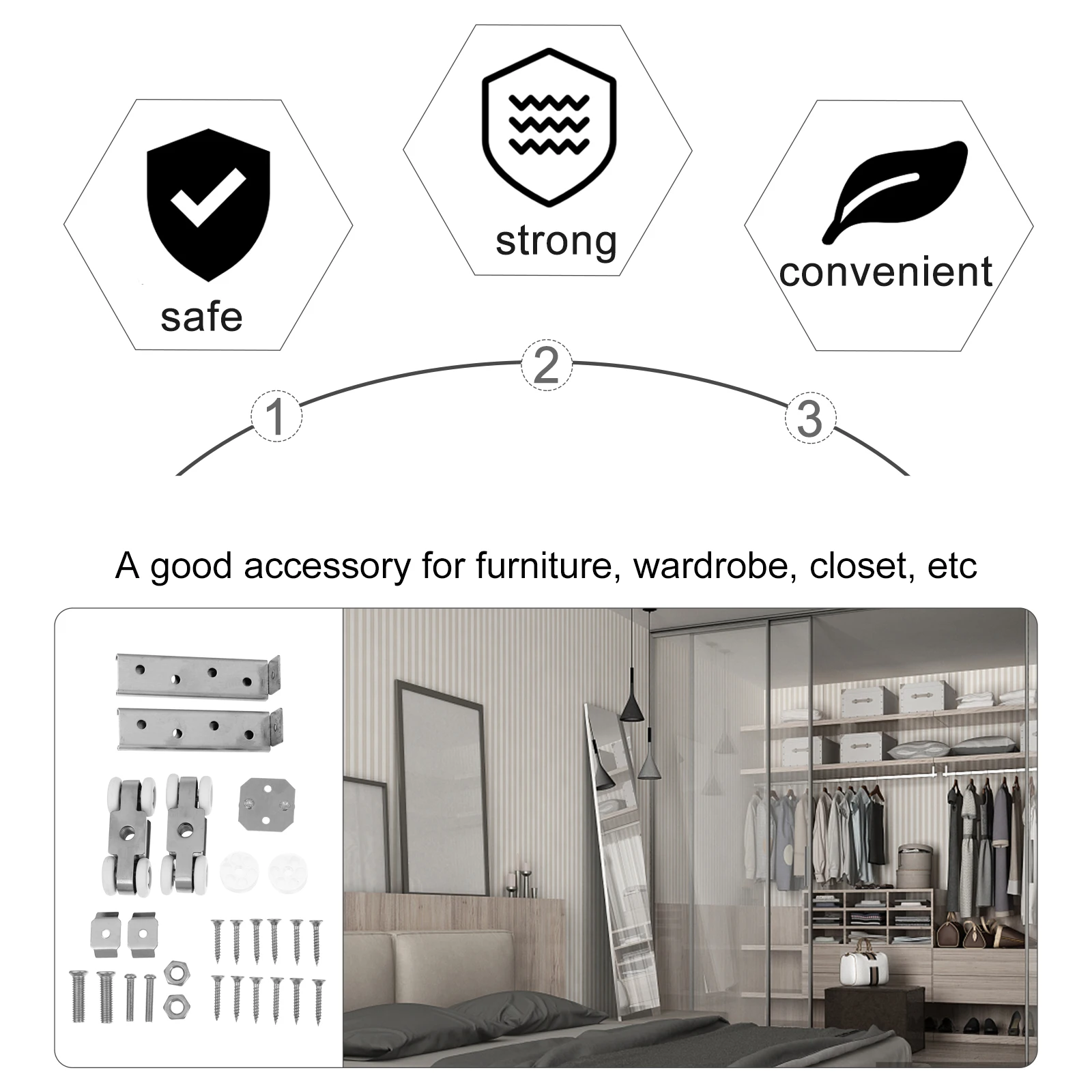 

Набор роликов для раздвижных дверей из нержавеющей стали, прочные гусеничные колеса, устойчивые к коррозии, антикоррозийные двери сарая, кухонная фурнитура