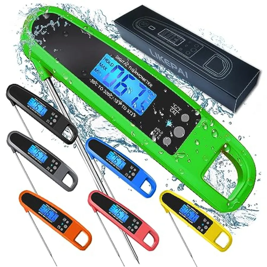 

Instant Read Meat Thermometer for Kitchen Cooking, Ultra Fast Precise Waterproof Digital Food Thermometer with Backlight, Magne