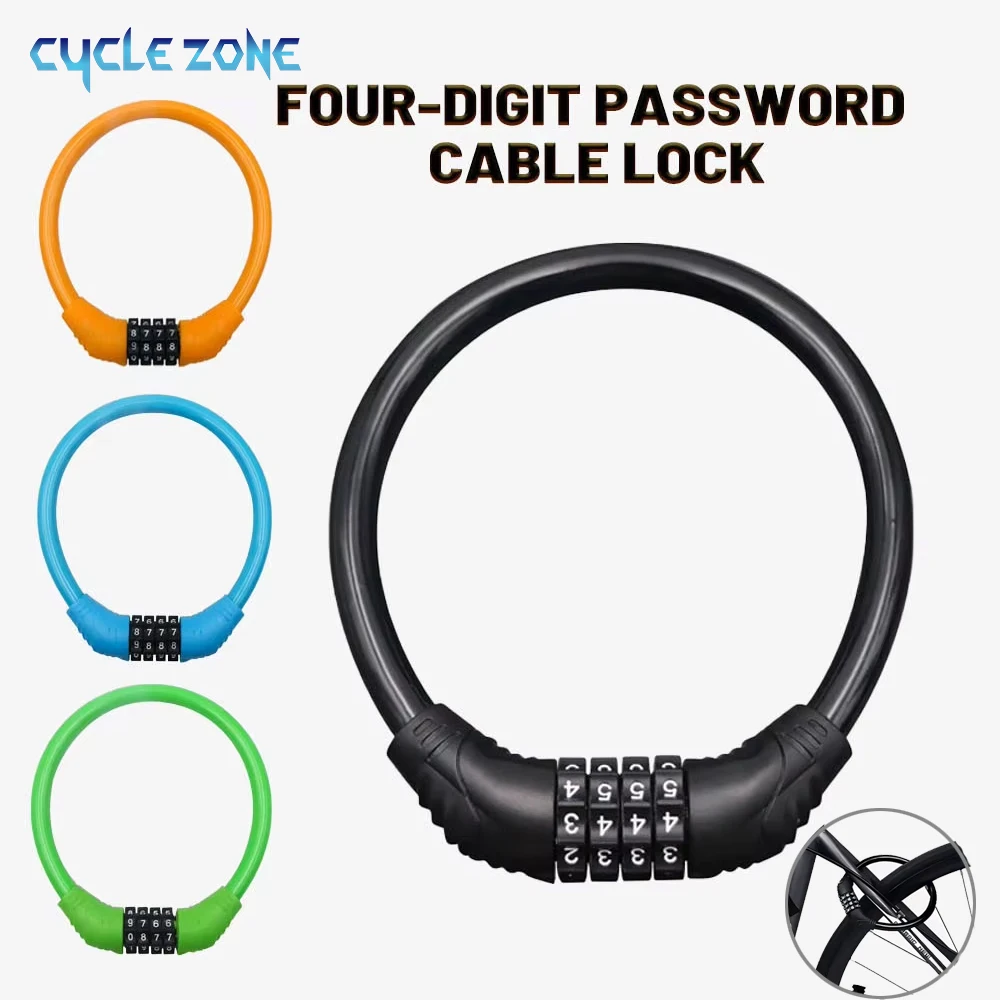 

4 Digital Code Bicycle Cable Anti-Theft Lock Alloy Steel MTB Road Bike Cable Code Combination Password Lock Security Padlock