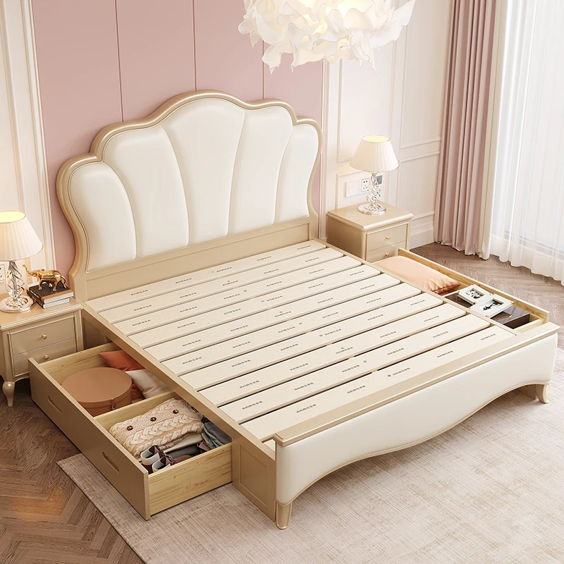 

Kids European Double Bed Wood King High End Headboard Frame Double Bed Girl Sleeping Cama Matrimonio Furniture For Bedroom