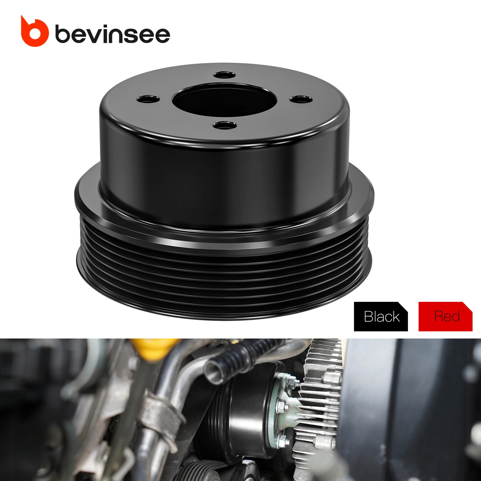 

BEVINSEE Water Pump Pulley for Toyota FJ Cruiser/Tacoma/4Runner/Tundra, for All Models w/ 1GR-FE 4.0L Engine,Replace 16371-0P010
