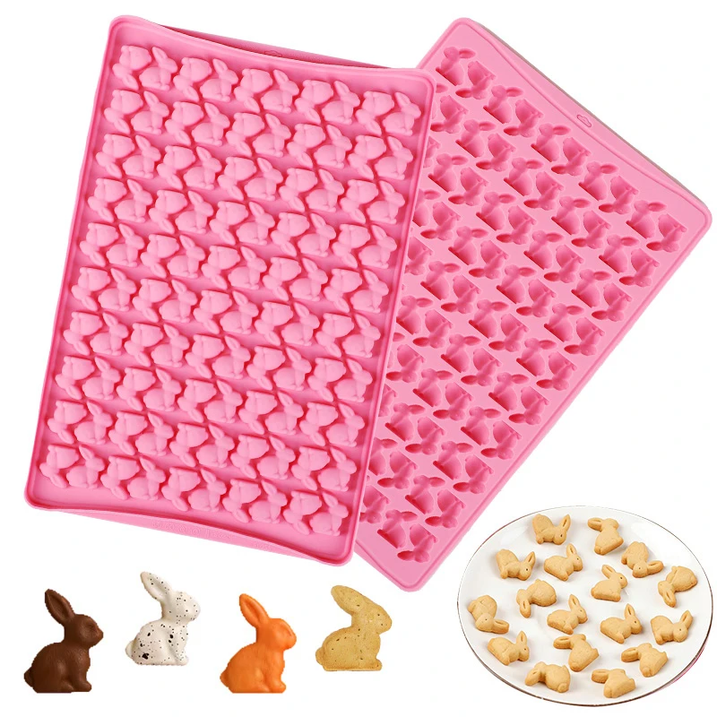 

100-Cavity Silicone Rabbit Mold Easter Party Mini Bunny Shaped Chocolate Candy Cookies Mould Birthday Cake Baking DIY Decoration