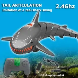 Remote Control Shark Boat Toys RC Shark Electric Racing Boat Floating Shark Water Toys Kids Outdoor Shark Parody Toys For Summer