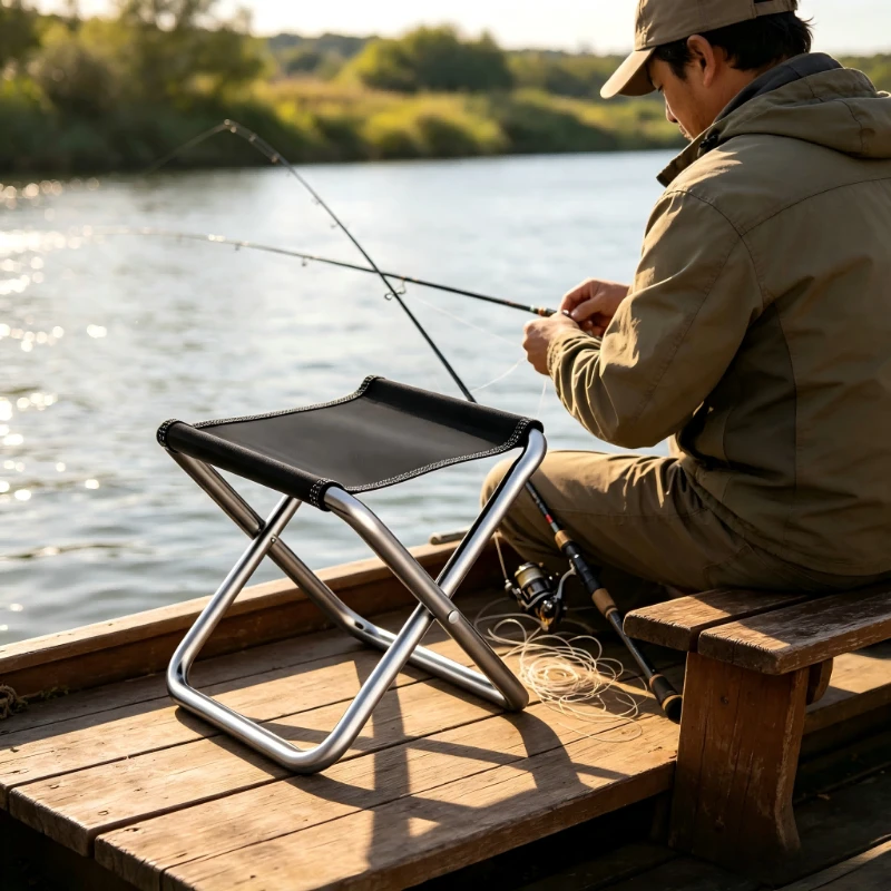 Portable Folding Stool Outdoor Camping Chair Foldable Fishing Bench Aluminum Alloy Frame Camping Picnic Travel Hiking Seat