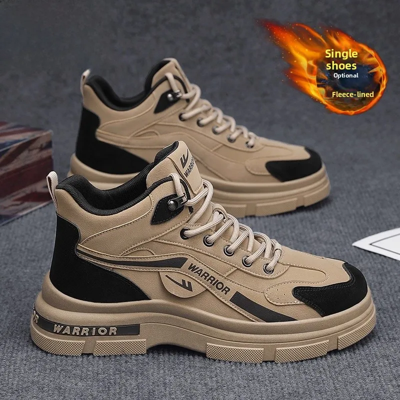 

High-Top Men's Boots Winter New Sle Warm Anti-Slip Cotton Sports Work oes Briti Sle Fce Lined Warrior oes