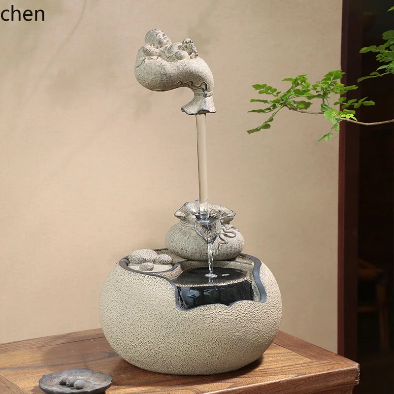 ZML hanging pot flowing water ornament home Zen space tea room study office desktop circulation water feature