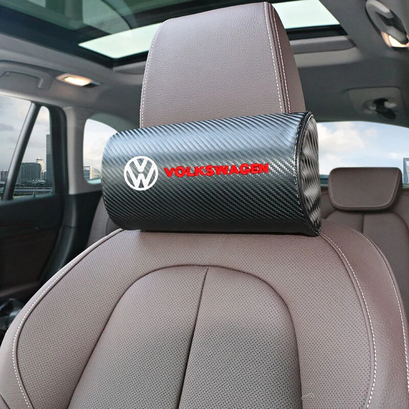 car neck pillows both side pu leather single headrest for Volkswagen Polo Golf 6 Passat Accessories Valve Caps JEIX-H725