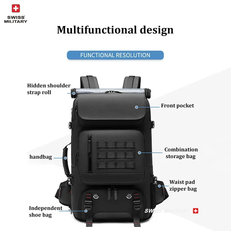 SUÍÇA MILITAR-Mochila de viagem impermeável para homens, mochila laptop de 17 polegadas, bolsa de bagagem antiroubo, escalada ao ar livre, negócios,