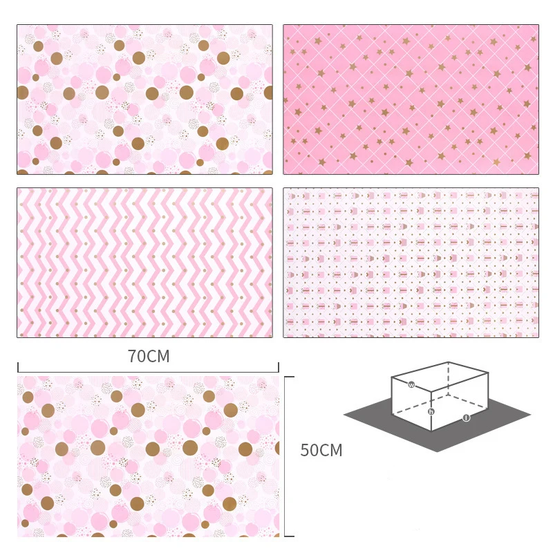 4 Designs 50 x 70cm Kraft Paper Pink Star Wrapping Paper Sheet Kraft for Kids Gifts Wrapping Paper Sheets