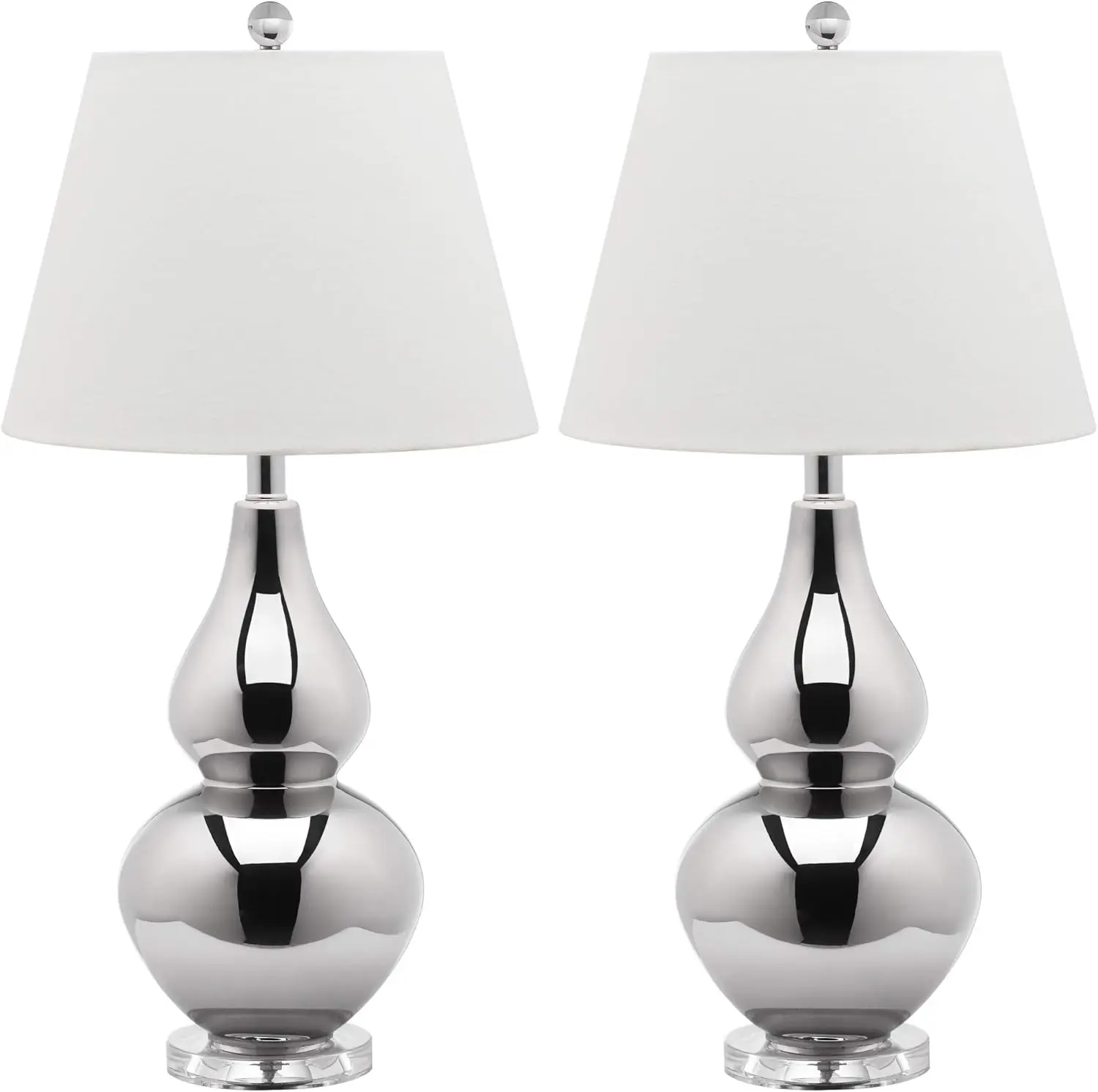 

Lighting Collection Cybil Modern Contemporary Silver Double Gourd Bedroom Living Room Home Office Desk Nightstand Table Lamp