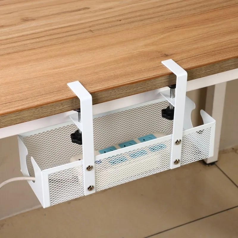 34*12*20cm Socket Basket Minimalist Iron Tidy Adjustable Basket Versatile Under Table Basket for Cable Management