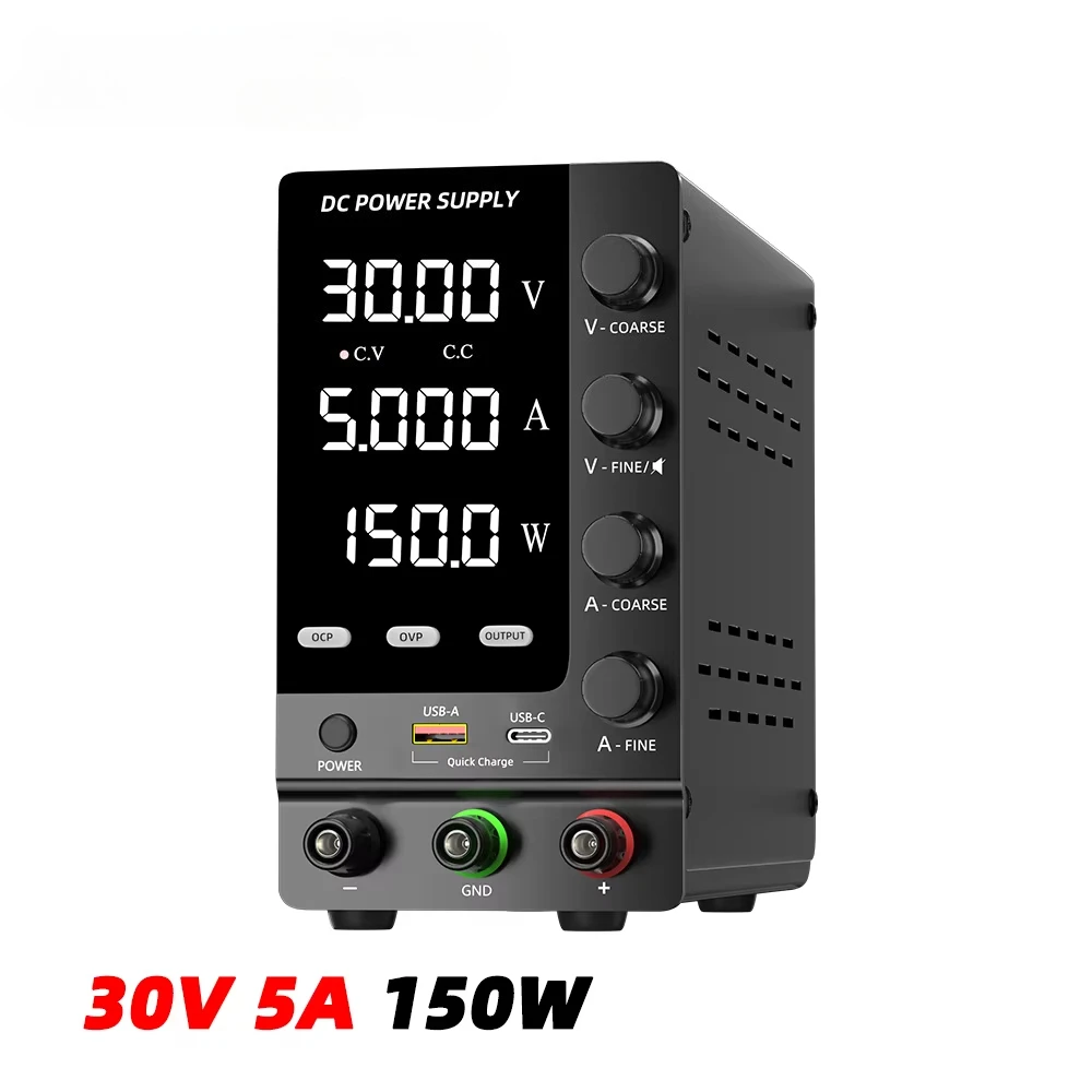 

NICE-POWER SPS-C305S 30V 5A 150W Adjustable Lab DC Regulated Power Supply OCP OVP 24V 15V 12V Phone Battery Charging USB 5V 2A