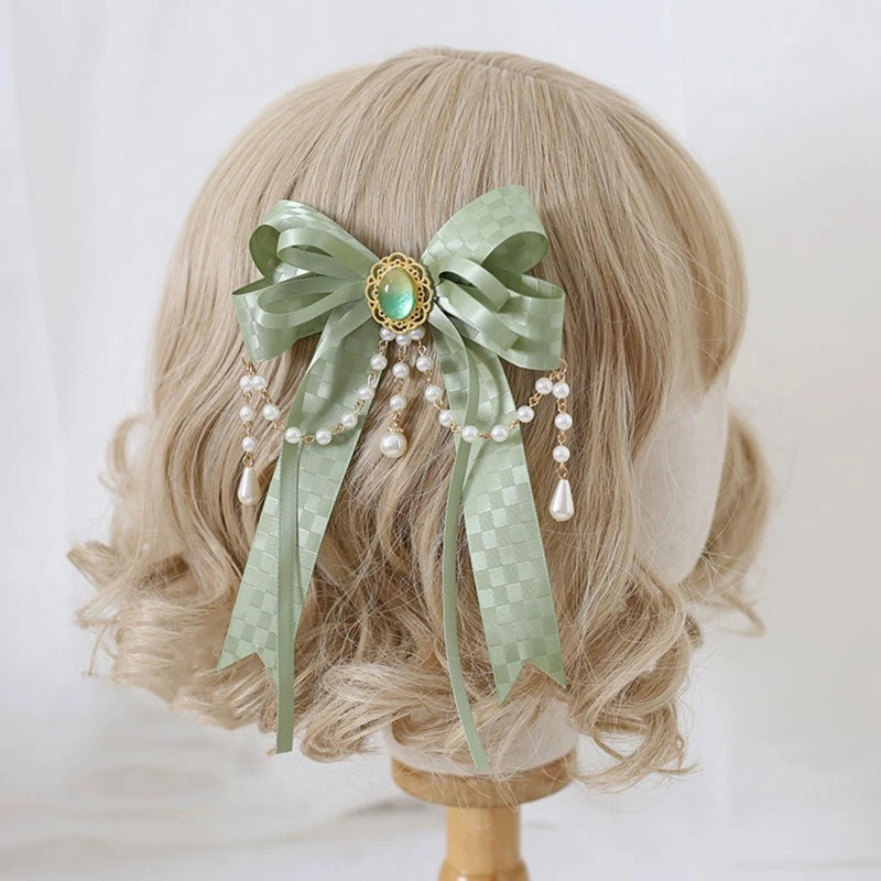 

Lolita Pleated Laces Hair Clip Girls Cosplay Maid Bowknot Shape Makeup Headband for Photoshoot Hair Decorations Accessories