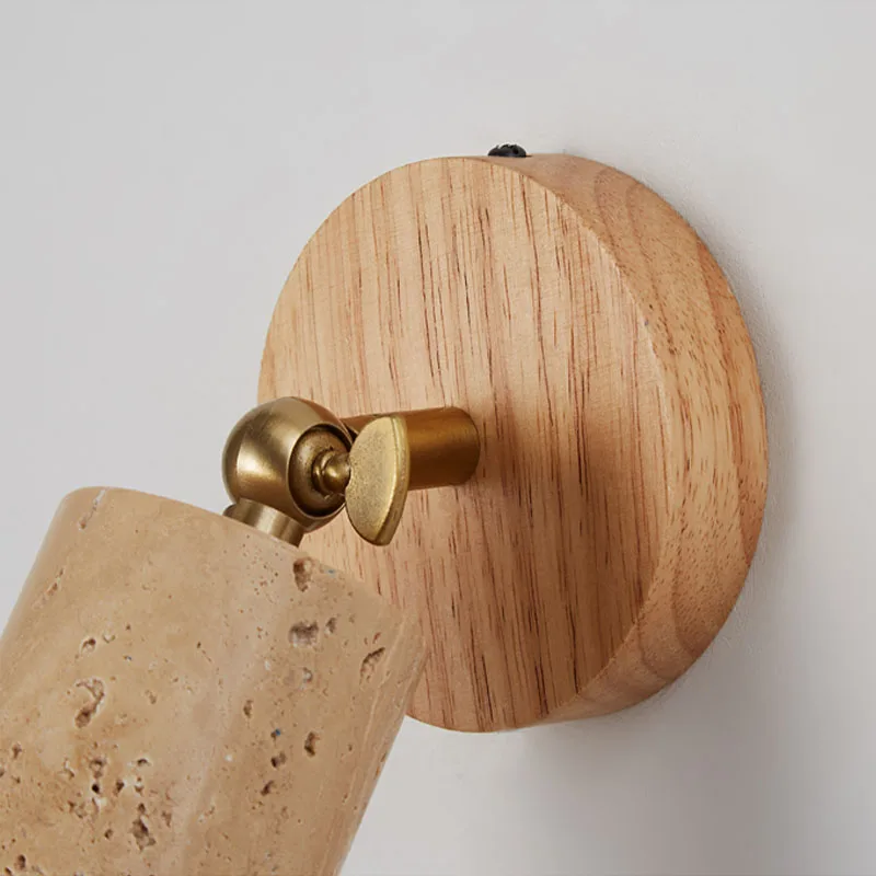 مصباح حائط خشبي وابي سابي ياباني ، مصمم سرير غرفة نوم بسيط ، ممر ممر الدرج ، مصباح حائط حجري من هوانغدونغ #4