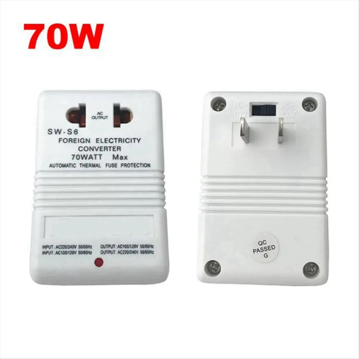 DTDT hot-70W Step Up or Down Voltage Converter Transformer 110V/120V to 220V/240V Dual Channel Voltage Converter Adapter EU Plug view 3