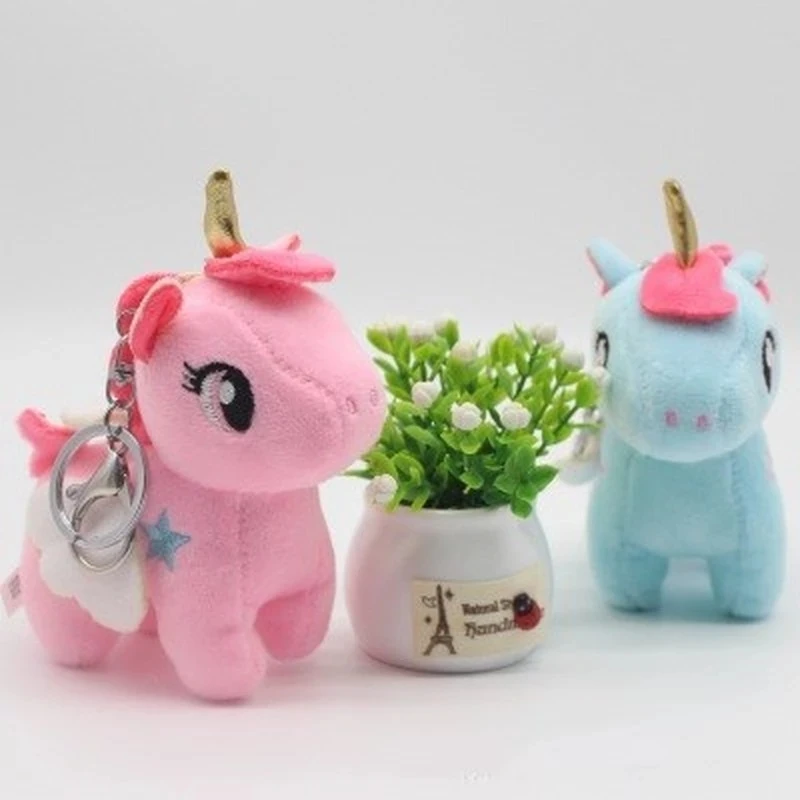 LLavero de muñeco de peluche de unicornio para niños, colgante de peluche de Animal de dibujos animados Kawaii, decoración de habitación, regalos de cumpleaños, 10cm