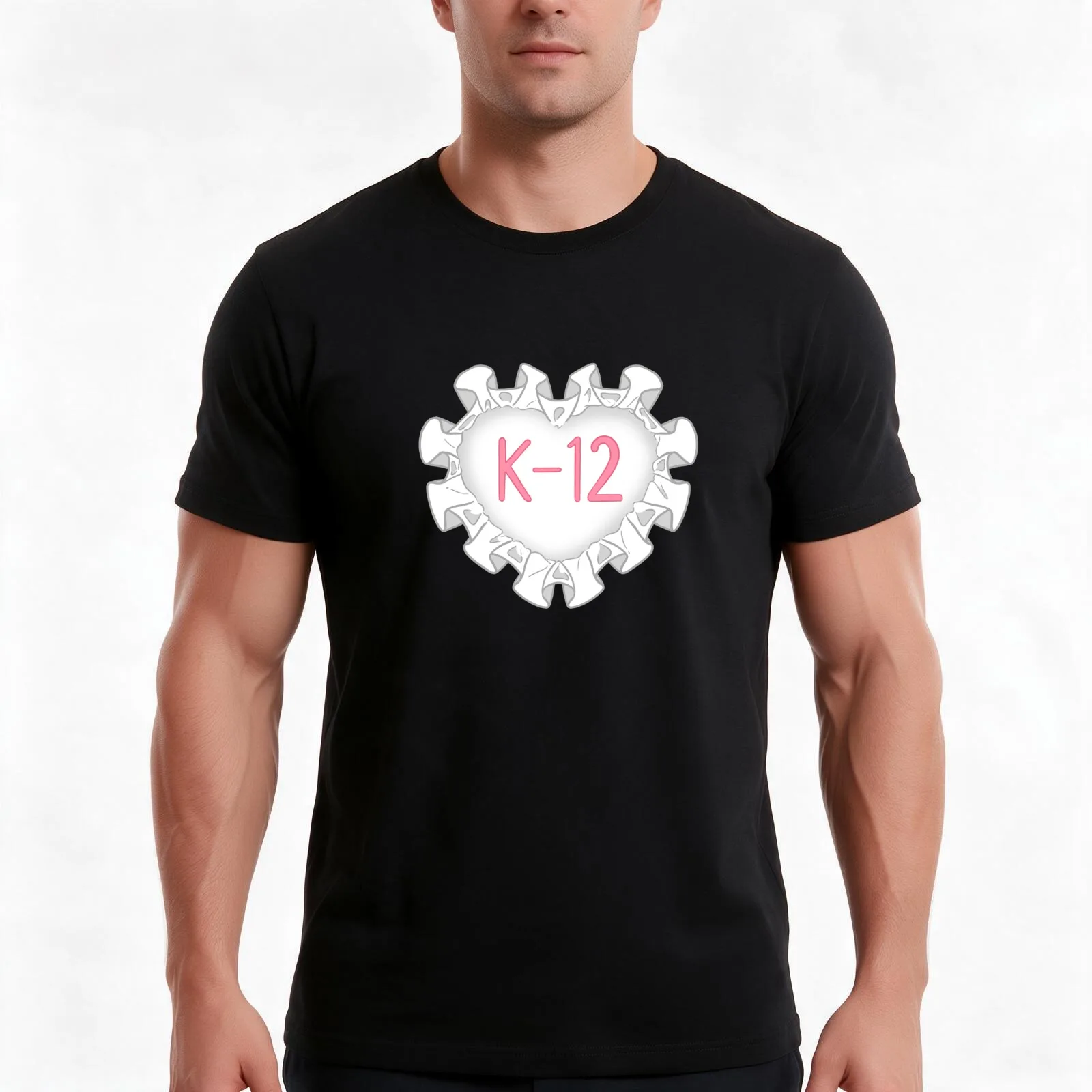 Camiseta rosa com estampa de coração, para o ensino fundamental e médio, ideal para o verão, de algodão, estilo casual, corte folgado, com estampa grá