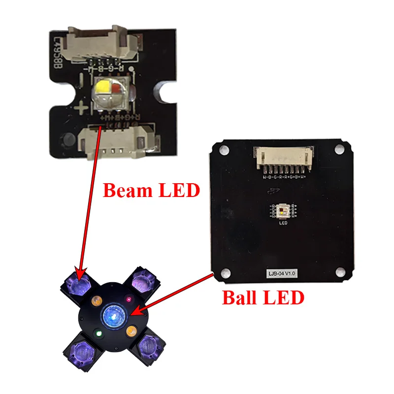RGBW 4in1 LED 15W Beam LED and 10W LED Magic Ball for Mini 4-Armed Beam Laser 4-in-1 RGBW Disco Light