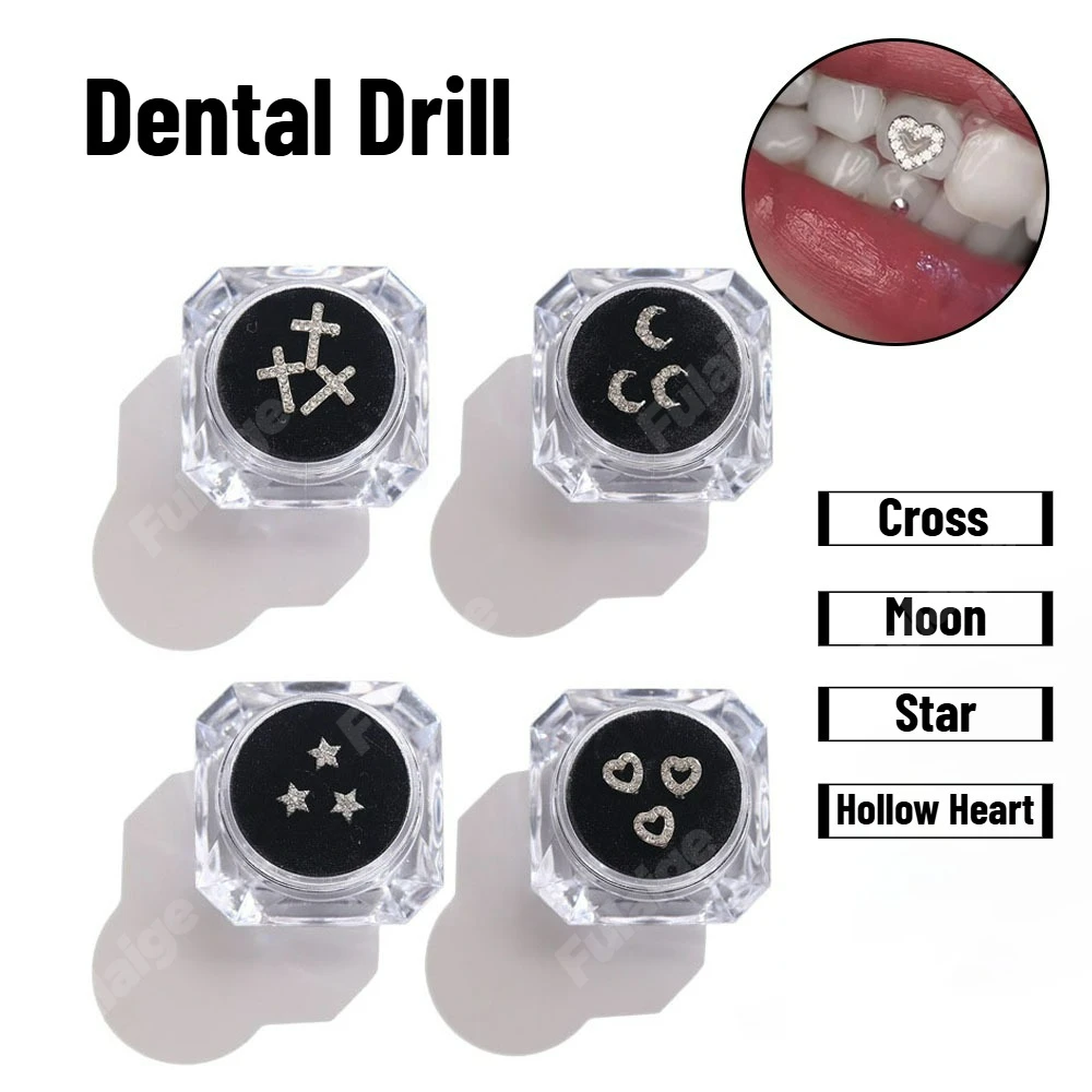 Silver Dental Jewelry DIY Tooth Charms Shiny Micro-Thin Design Heart Star Moon Cross for Teeth Decor