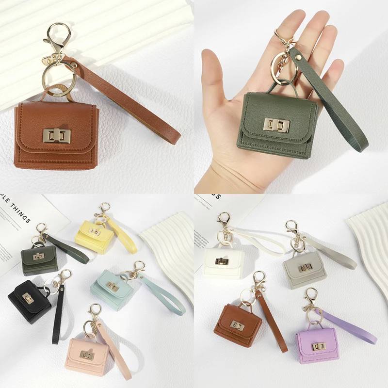 Creative Mini Leather Hangbag Bag Hanging Decoration Versatile Bag Pendant Fashion Coin Purse Keyring Mini Headphone Bag Pendant