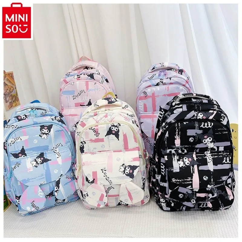 MINISO 2024 Trendy New Large Capacity Durable Kuromi Backpack Student High Quality Sweet and Cute Backpack