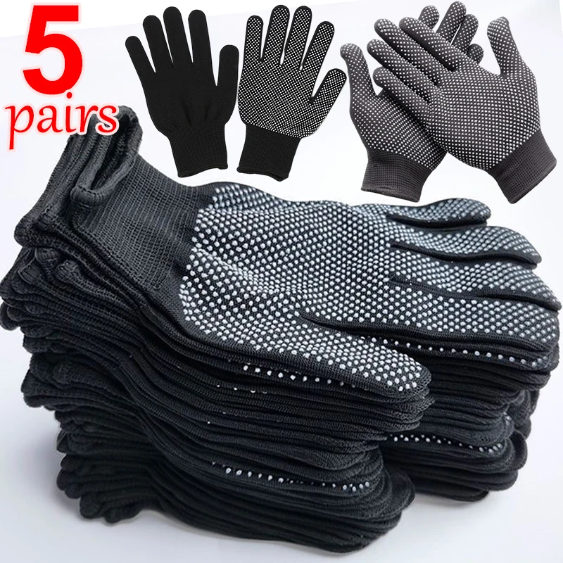 1-5Pairs Non-Slip Gloves Nylon Working Gloves Thin Wear-Resistant Anti-Skid Site Anti-Fouling Moving Brick Hands Protective