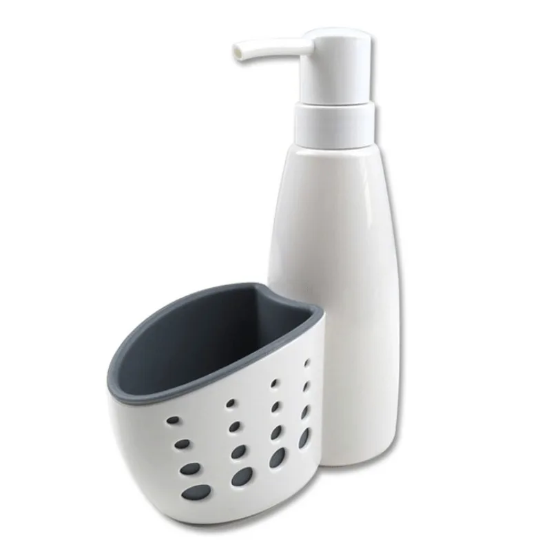 

1Pc Two-In-One Dispenser And Storage Box Liquid Detergent Container Sponge Drainboard Soap Holder Rack