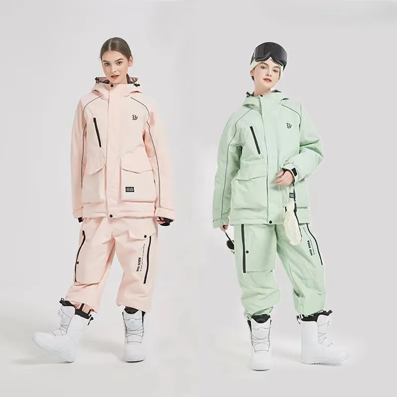 

STLF Customized Women's Ski and Snowboard Suit Set Colorful Waterproof Jacket Pants with Breathable Zipper Winter Warm Windproof