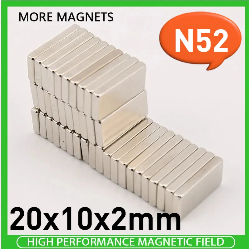 10~100PCS N52 20x10x2mm Neodymium Magnet 20mm x 10mm x 2mm NdFeB Block Super Powerful Strong Permanent Magnetic Disc