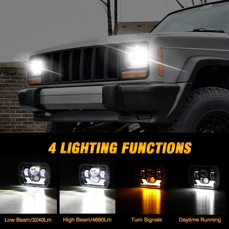 110w 7x6 Inch LED Car Headlight H4 Wring Socket Car Work Lamp Signal Light for Jeep for Chevrolet for GMC