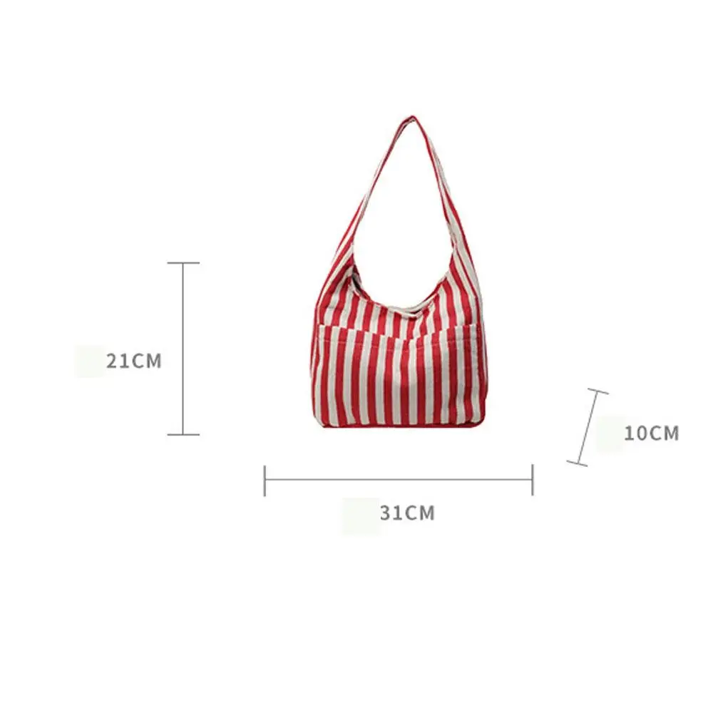 Multi-function Women Handbag Fashion Large-capacity Canvas Bag Makeup Bags Striped Small Fresh Handbag Korean Style Bag