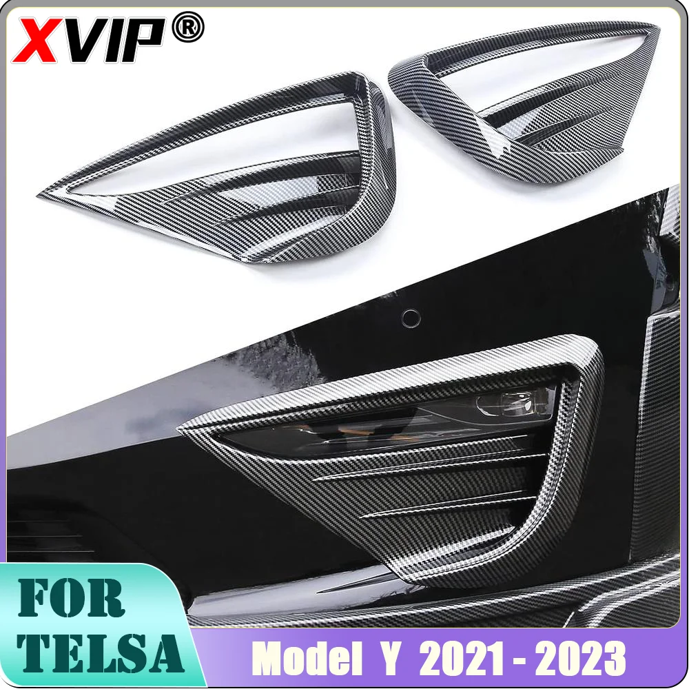 XVIP Front Fog Light Trim For Tesla Model Y 2021-23 Fog Lamp Spoiler Blade Protective Cover Woof Tooth Wind Knife ABS Decoration