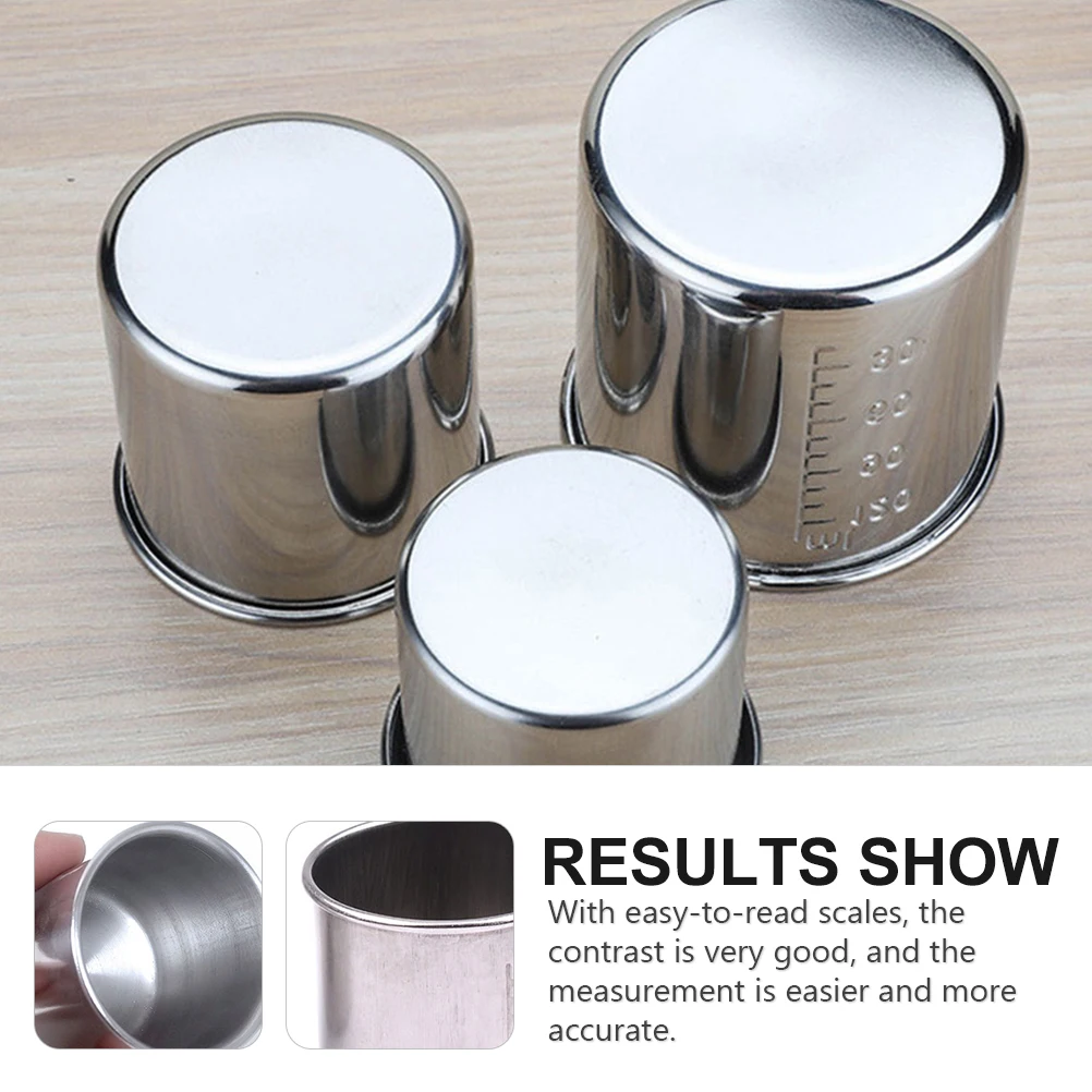 

4Pcs Durable Household Pills Measuring Cup with Easy-to-Read Marks Multi-purpose Stainless Steel Cups