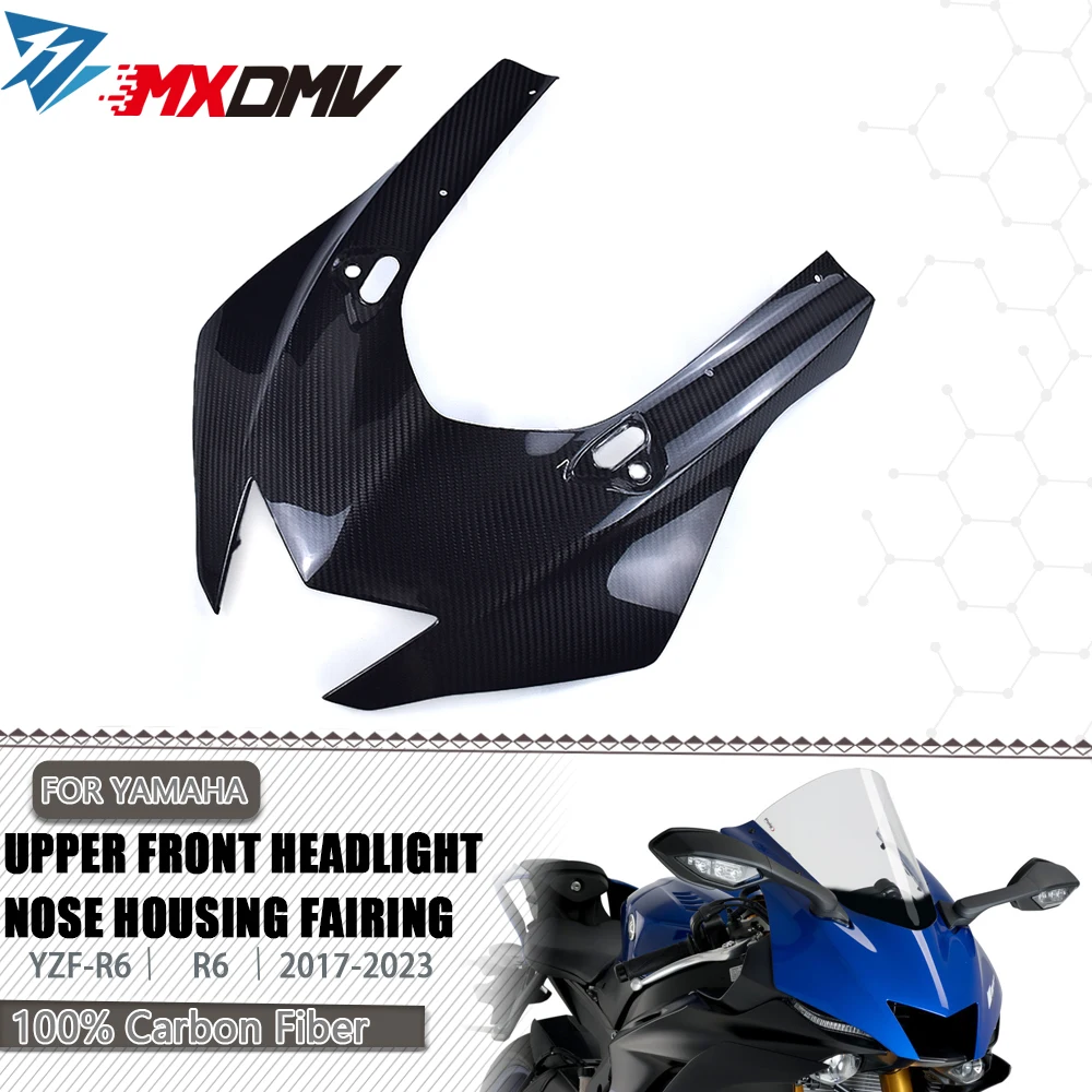 

R6 Carbon Fiber Upper Front Headlight Nose Housing Fairing For YAMAHA YZF-R6 YZFR6 2017-2022 Motorcycle Front Fairing Cowl