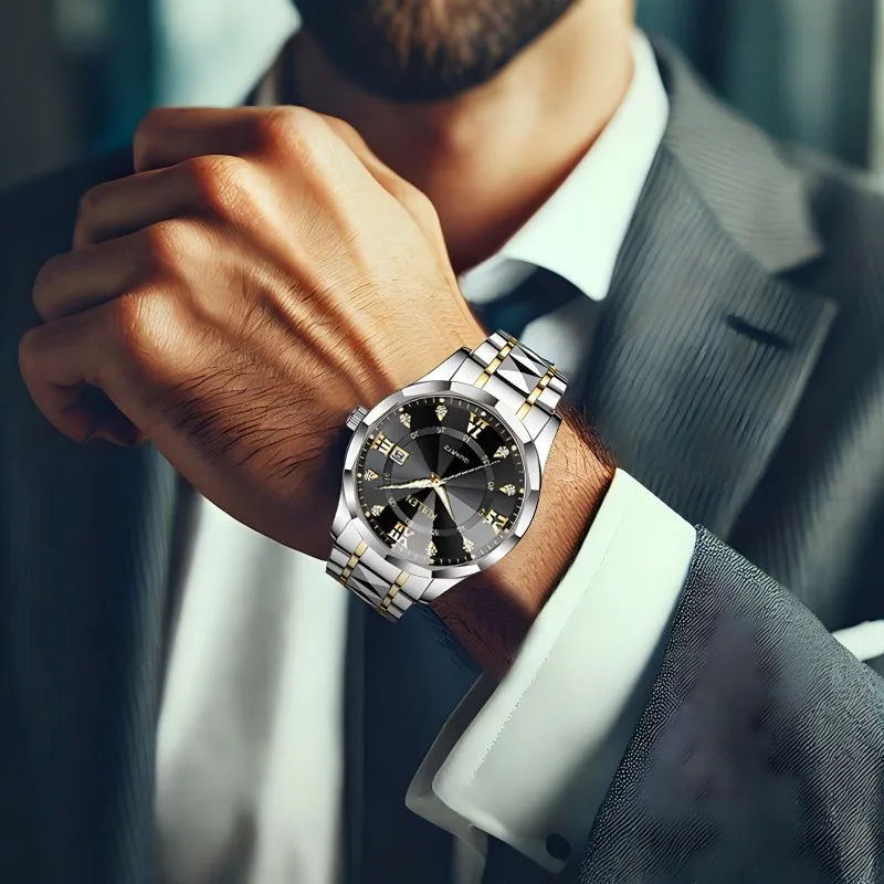 أزياء رجالية ساعات الفولاذ المقاوم للصدأ ساعات كوارتز فاخرة ساعات رجال الأعمال ساعات رجالية