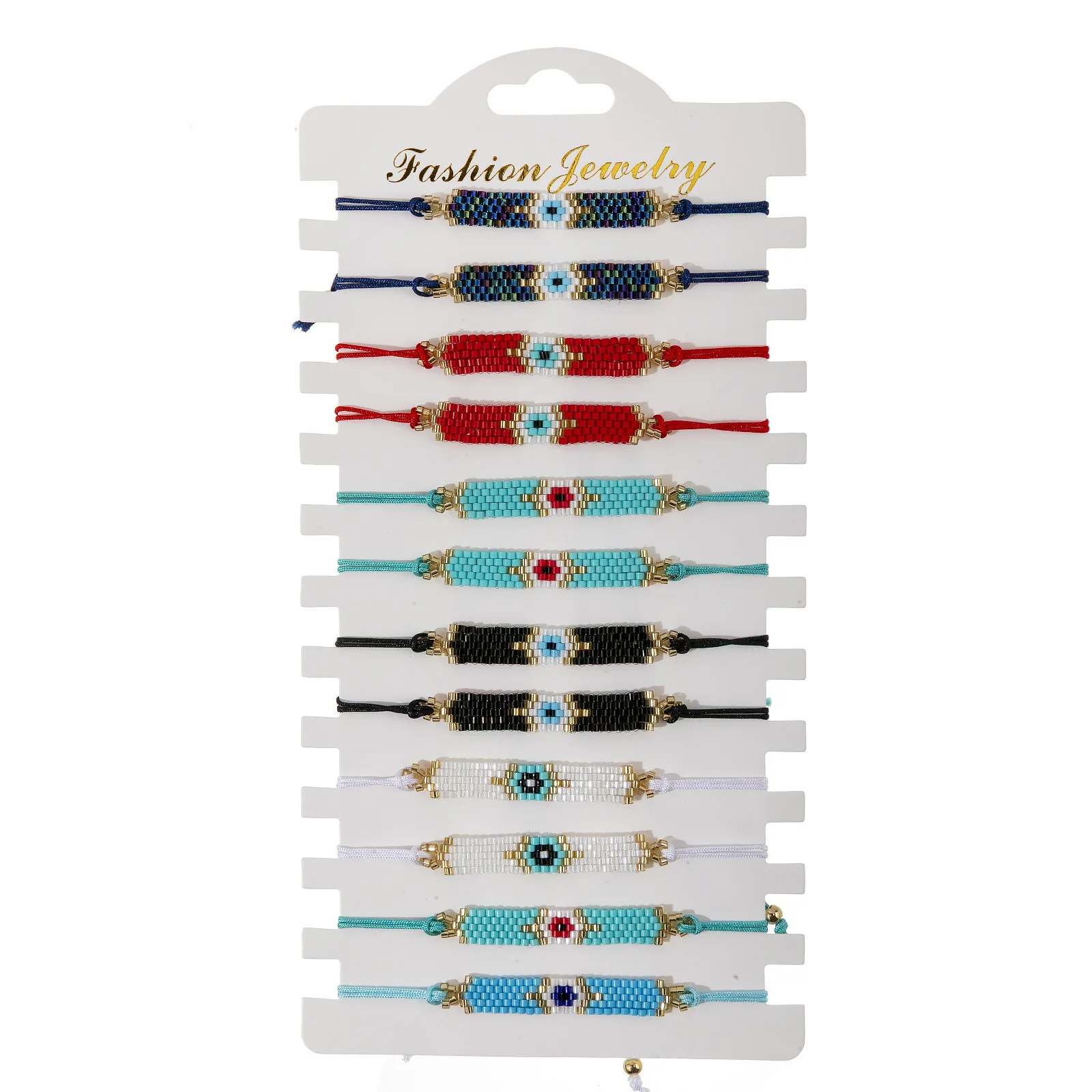 ZGMXR Rice bead bracelet Devil's Eye Creativity Pattern Hand weaving Adjustable Female Bohemia Fashion Simple Beaded bracelet