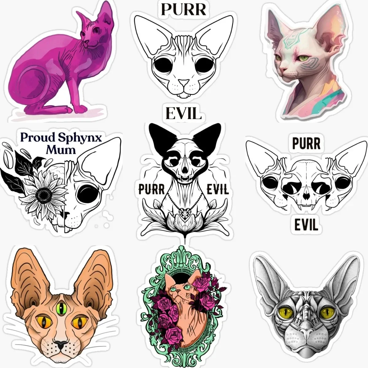 

Creative Canadian Hairless Cat Sphynx Cat Pets PVC Stickers for Decorate Car Window Fridge Wall Van Bicycle Decal Accessories