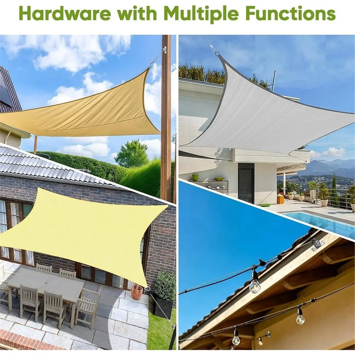 Winter Essential 60Pcs Sun Shade Sail Hardware Kit,Ratchet Winch with Cable Rope Sun Sail Hardware Kit for Outdoor Patio Canopy