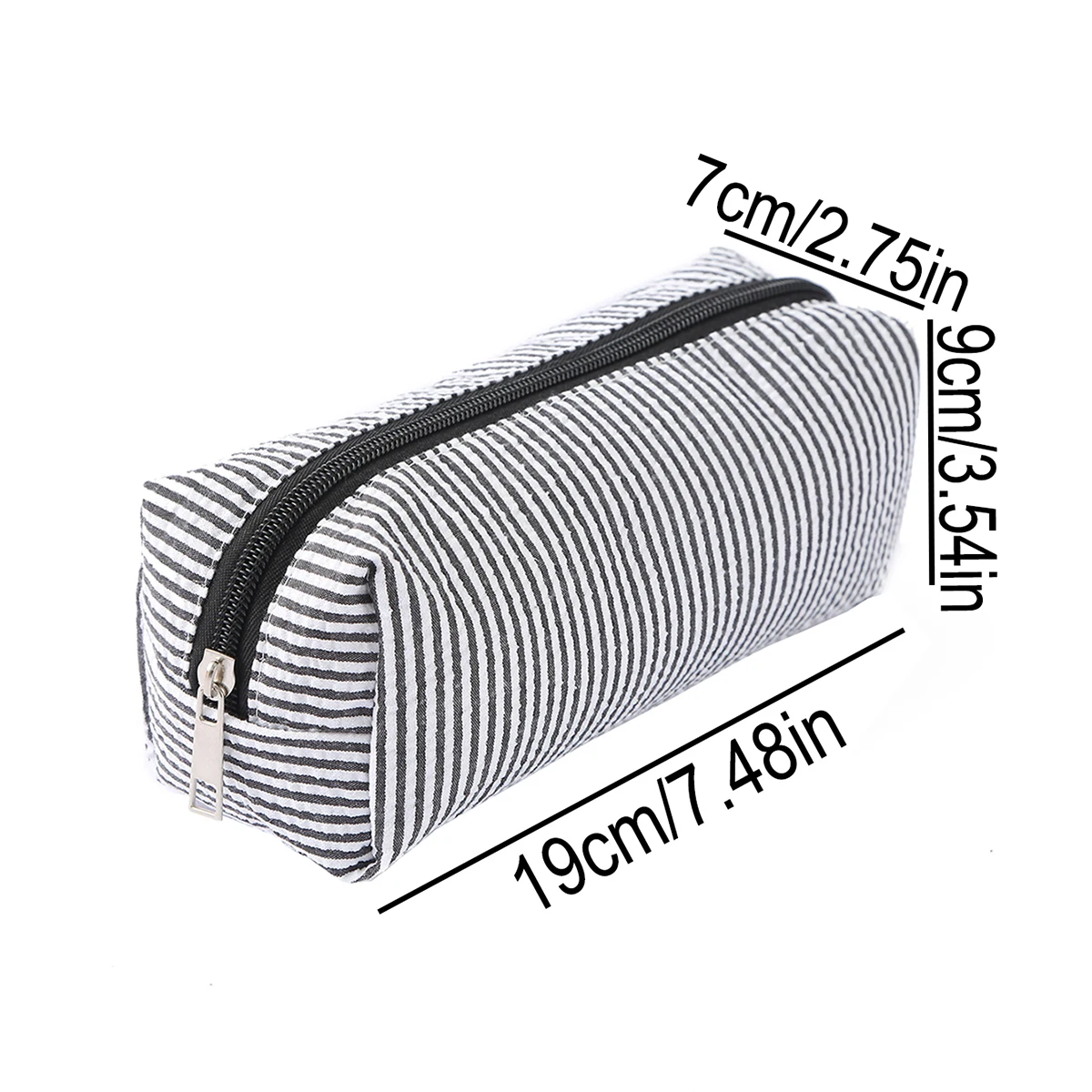 Simple Vertical Striped Single-Layer Pencil Case, Spacious Design Stationery Storage Bag, Study and Office Supplies Storage