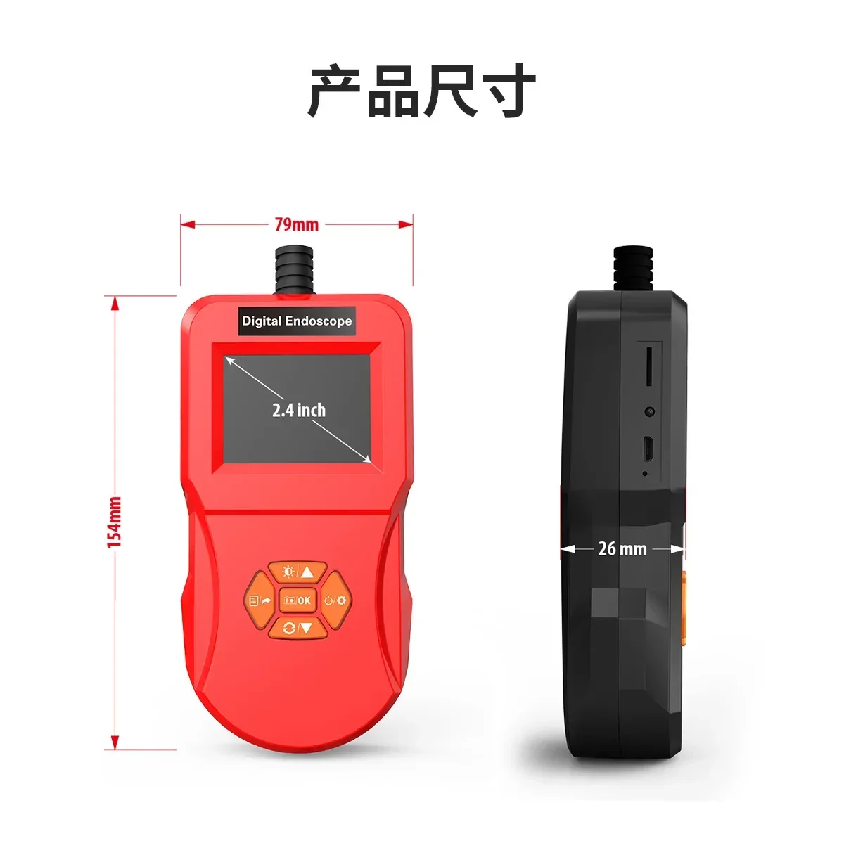 Portable on-screen endoscope for photography and video recording Industrial pipeline waterproof 8 adjustable lights Endoscope