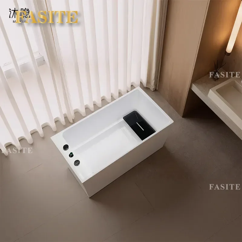 For Small Apartment Deep Soaking Acrylic Bathtub Independent Freestanding Bubble Tub Hotel Homestay Bathroom Fixture