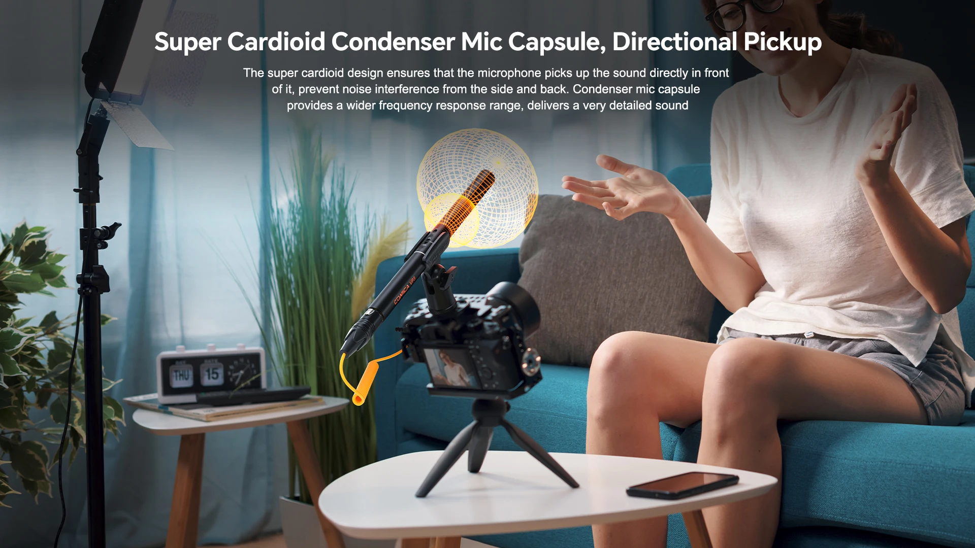 COMICA VP3 Super-Kardioid-XLR-Profimikrofon für Live-Videoaufnahmen, Filmproduktion, unterstützt Dual-Power-Mikrofon – Detail 10