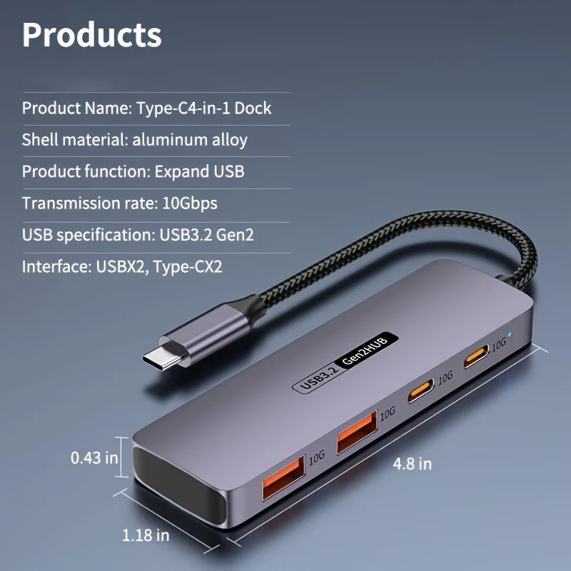 10Gbps USB C HUB High Speed USB Splitter for iPhone 15 Laptops PC Accessories Macbook pro USB Type-C 3.2 HUB