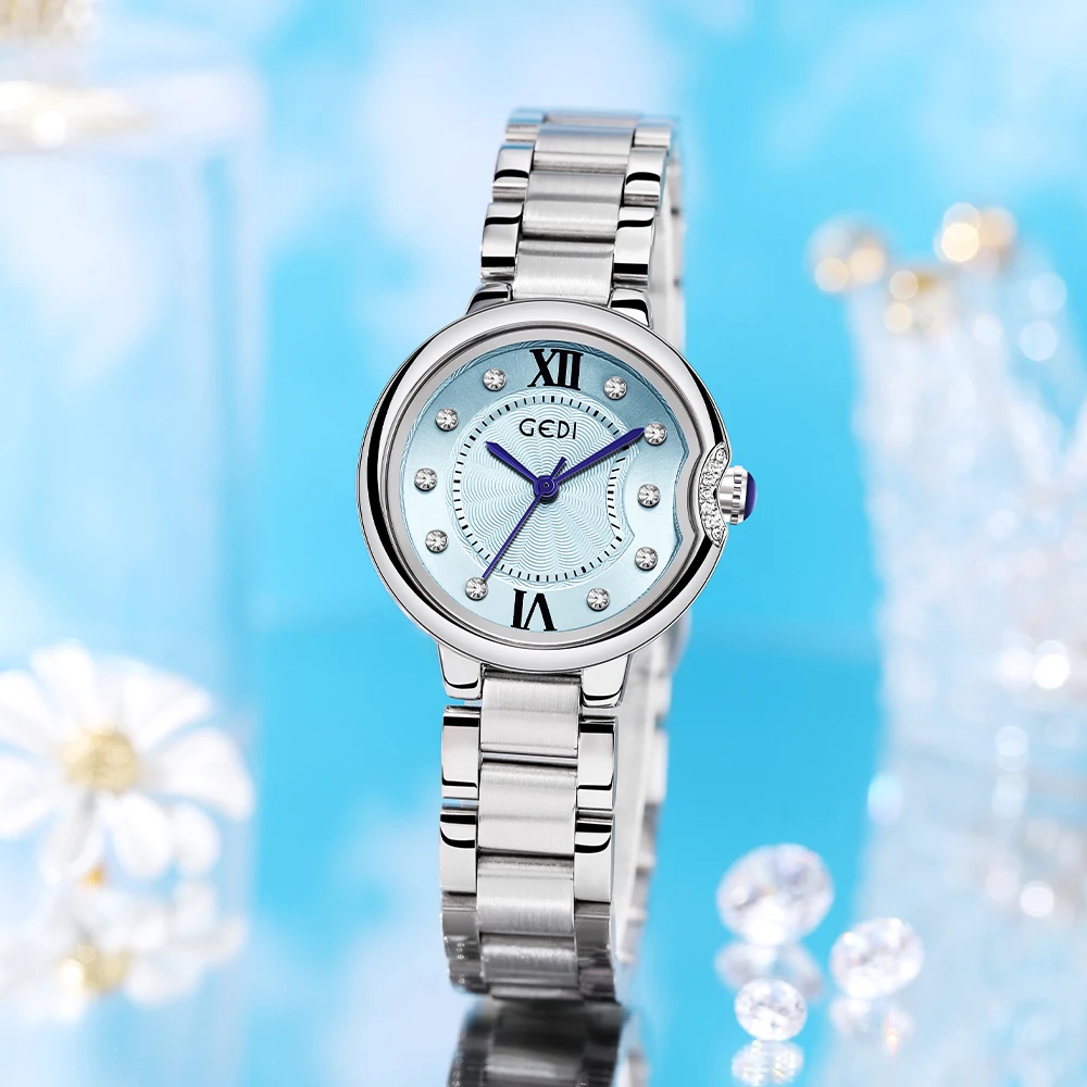 

GEDI Women Watches Luxury Waterproof Diamond Stainless Steel Ladies Wristwatch Casual Formal Quartz Watch Women Fashion Watches