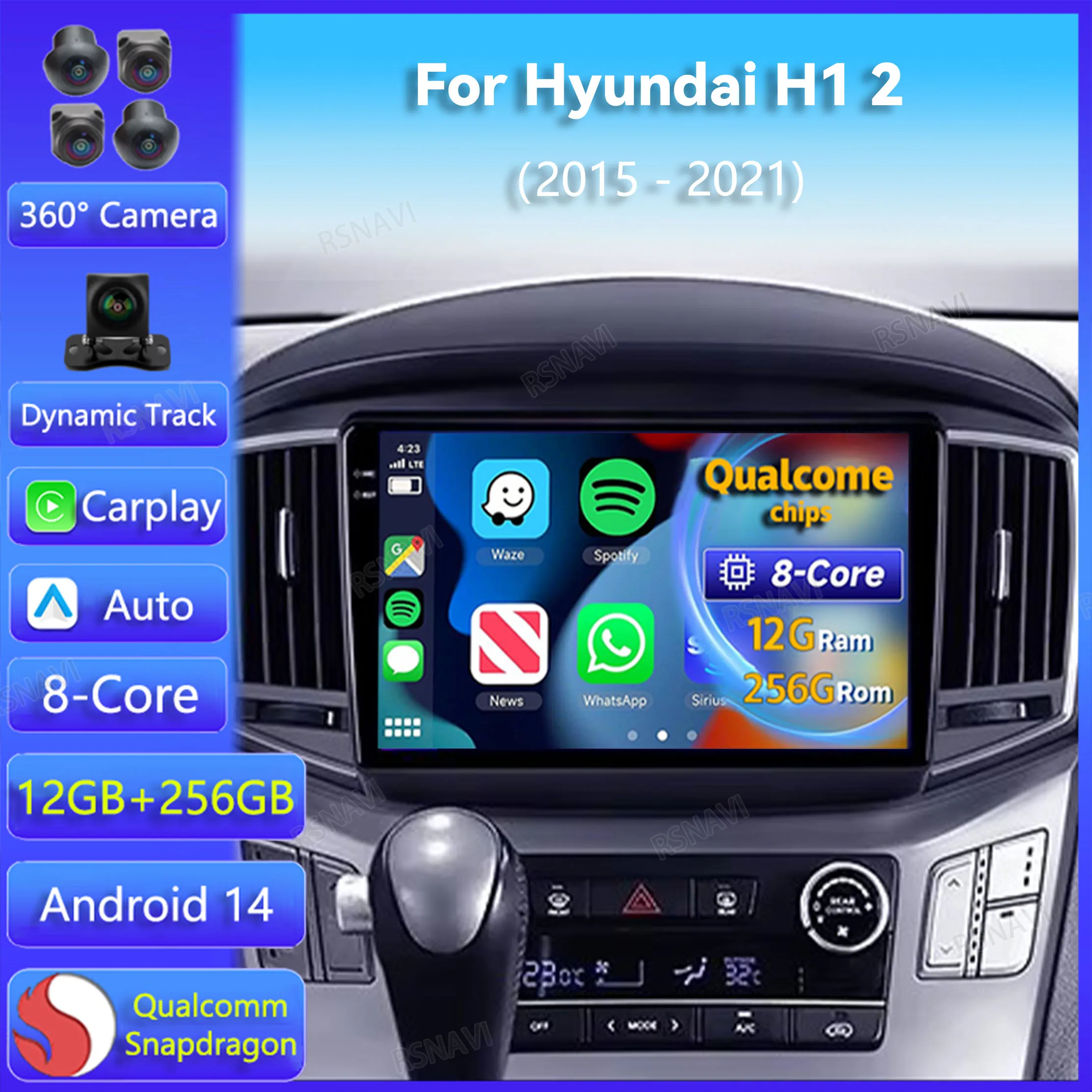 

Android 14 Car Radio For Hyundai H1 II 2 TQ 2015 - 2021 Carplay Auto Multimedia Player GPS Stereo Video 360 Camera Navigation BT