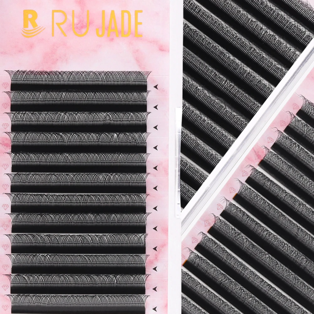 RUJADE 3D 4D 5D Premade Fans Eyelash Extension Y W Shape Fairy Spike Soft Automatic Blooming Faux Individual Clover Lash
