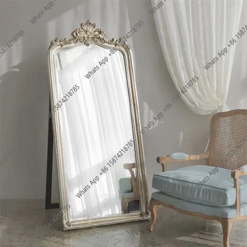 Xx European Full Body Floor Mirror Fitting Mirror Full Body Internet Celebrities Ins Carved Decorative Mirror Light Luxury